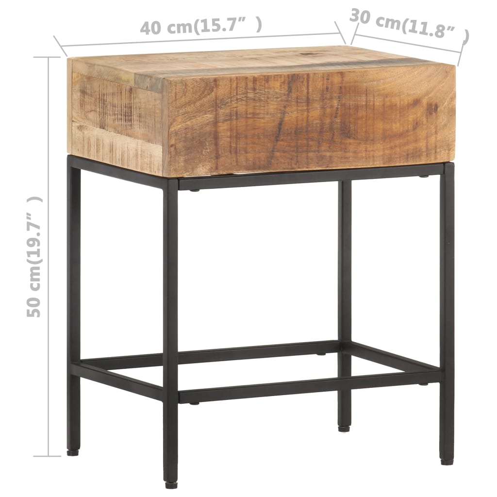 Tavolino 40x30x50 cm in Legno Massello di Mango Grezzo | homemem39