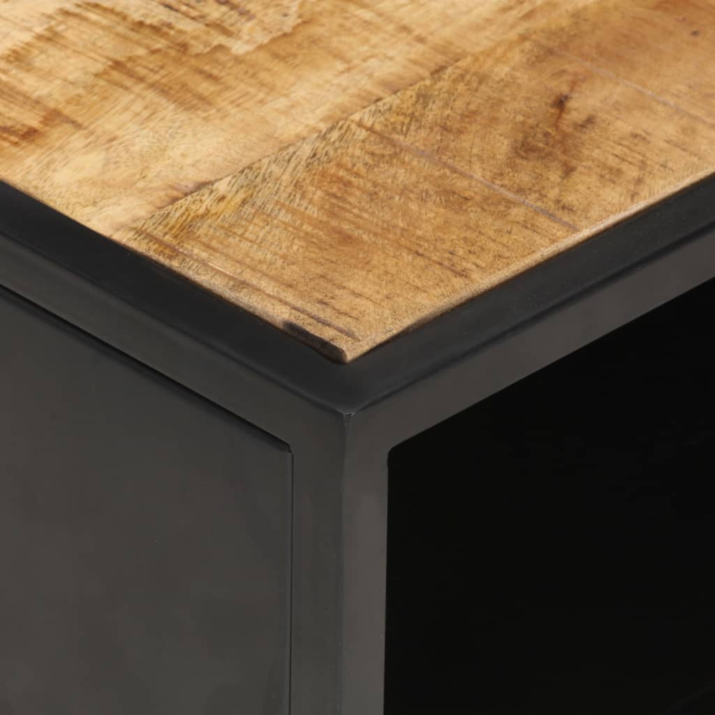 Tavolino con Anta Intagliata 90x55x36 cm Legno di Mango Grezzo | homemem39