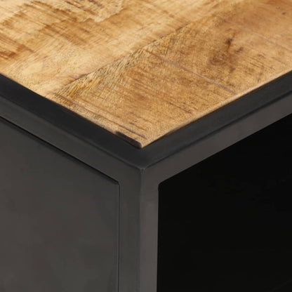 Tavolino con Anta Intagliata 90x55x36 cm Legno di Mango Grezzo | homemem39