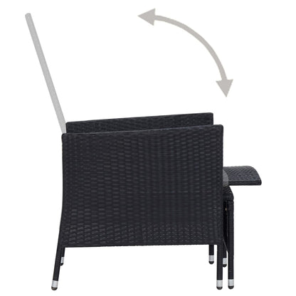 Sedia da Giardino Reclinabile con Cuscino in Polyrattan Nero | homemem39