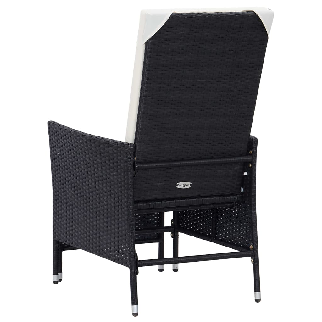 Sedia da Giardino Reclinabile con Cuscino in Polyrattan Nero | homemem39