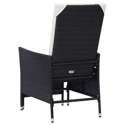 Sedia da Giardino Reclinabile con Cuscino in Polyrattan Nero | homemem39
