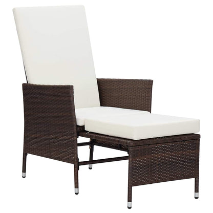 Sedia da Giardino Reclinabile con Cuscino in Polyrattan Marrone | homemem39