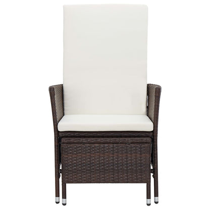 Sedia da Giardino Reclinabile con Cuscino in Polyrattan Marrone - homemem39