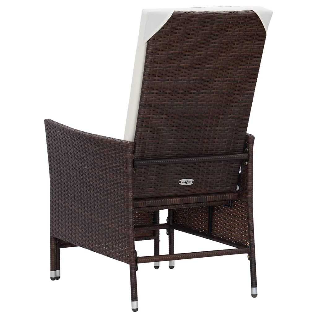 Sedia da Giardino Reclinabile con Cuscino in Polyrattan Marrone | homemem39