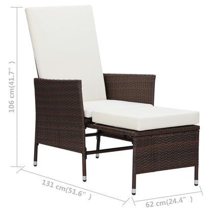 Sedia da Giardino Reclinabile con Cuscino in Polyrattan Marrone | homemem39