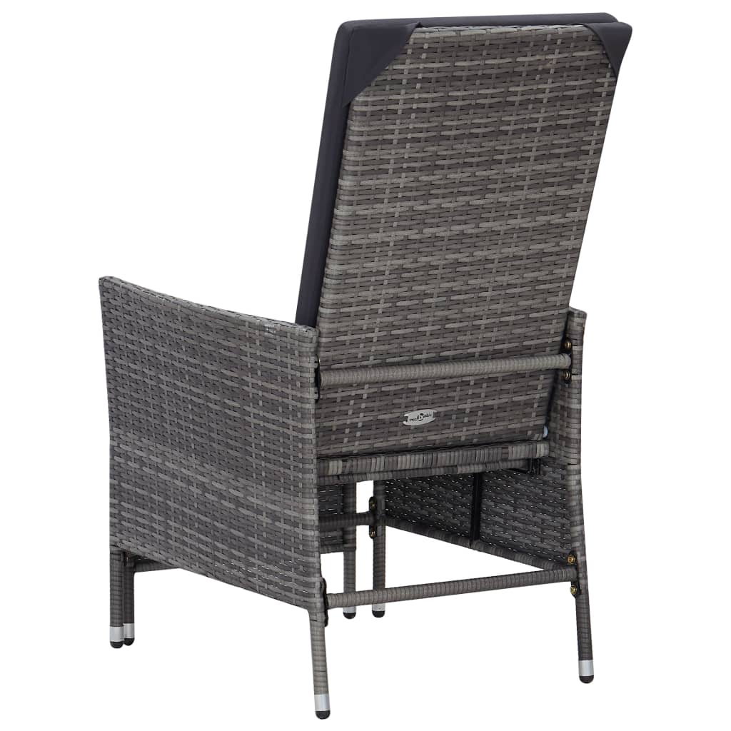 Sedia da Giardino Reclinabile con Cuscino in Polyrattan Grigio | homemem39