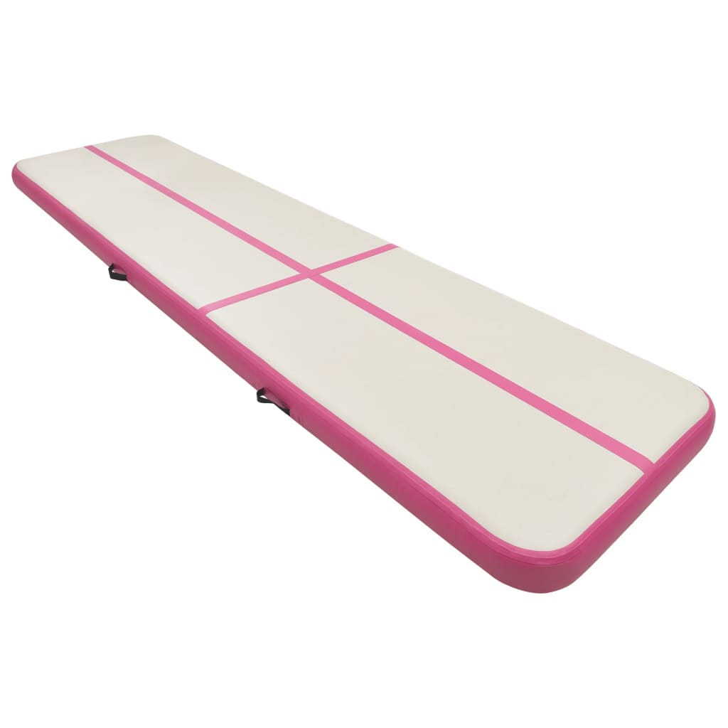 Tappetino Ginnastica Gonfiabile con Pompa 800x100x15cm PVC Rosa