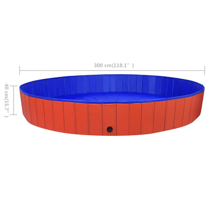 Piscina per Cani Pieghevole Rossa 300x40 cm in PVC