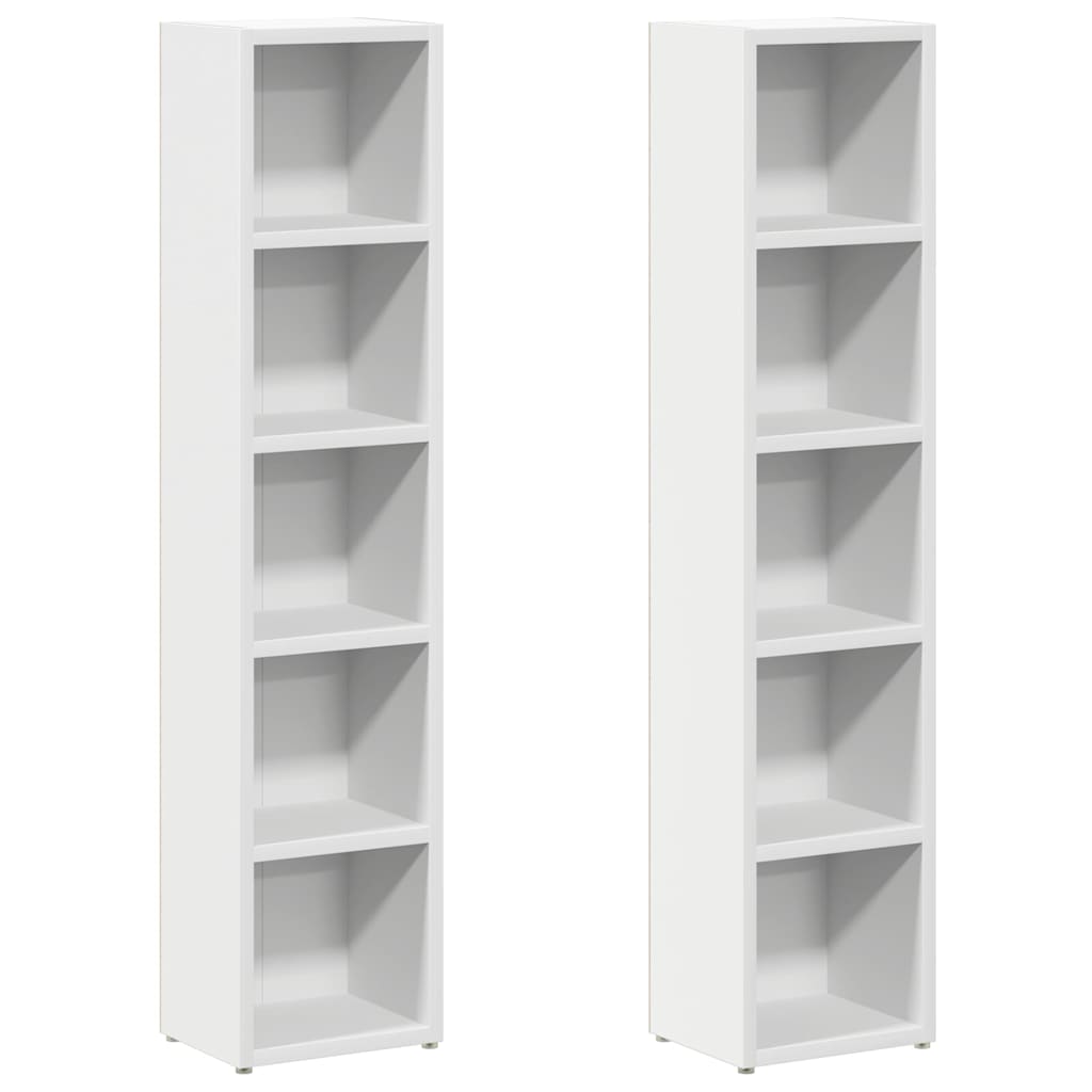 Scaffali Porta CD 2 pz Bianchi 21x16x93,5 cm Legno Multistrato