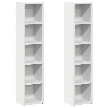 Scaffali Porta CD 2 pz Bianchi 21x16x93,5 cm Legno Multistrato