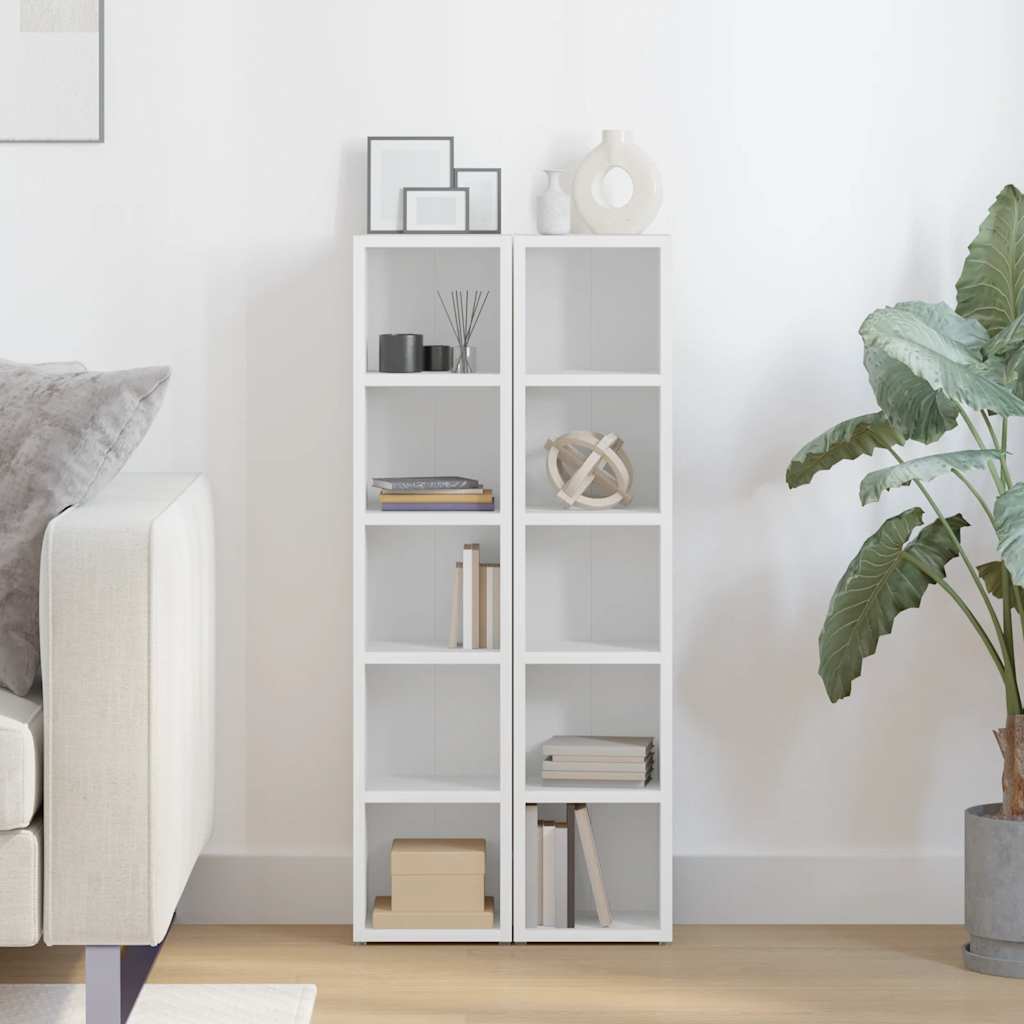 Scaffali Porta CD 2 pz Bianchi 21x16x93,5 cm Legno Multistrato | homemem39