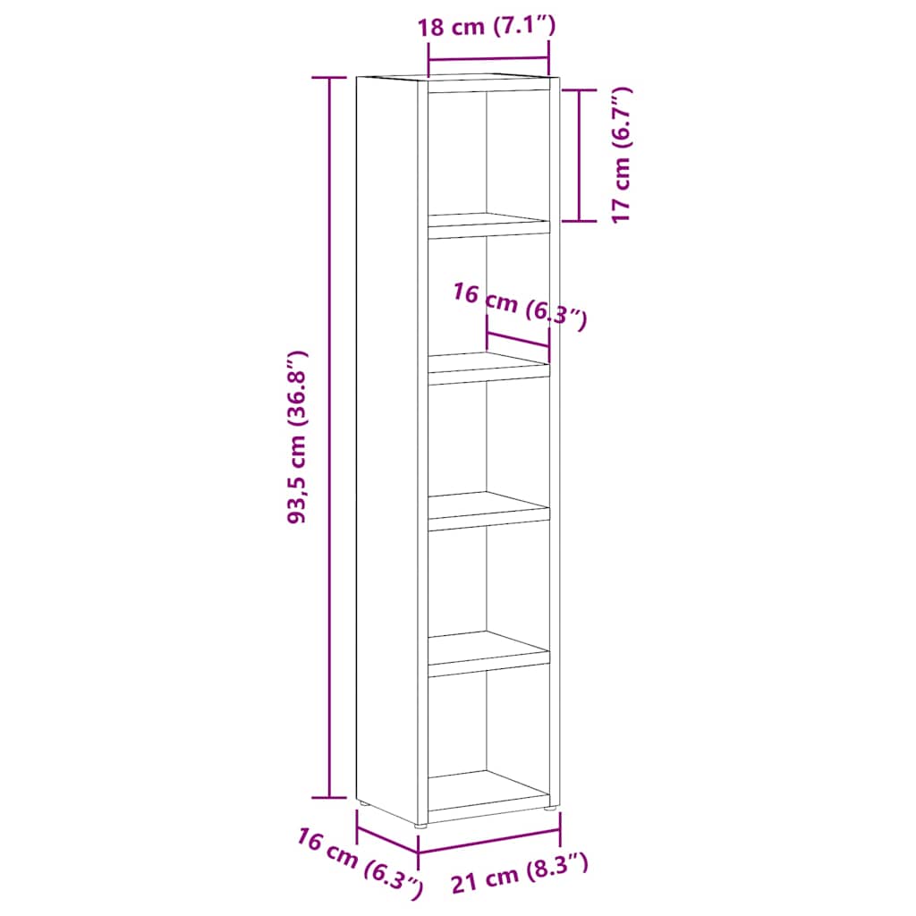 Scaffali Porta CD 2 pz Bianchi 21x16x93,5 cm Legno Multistrato