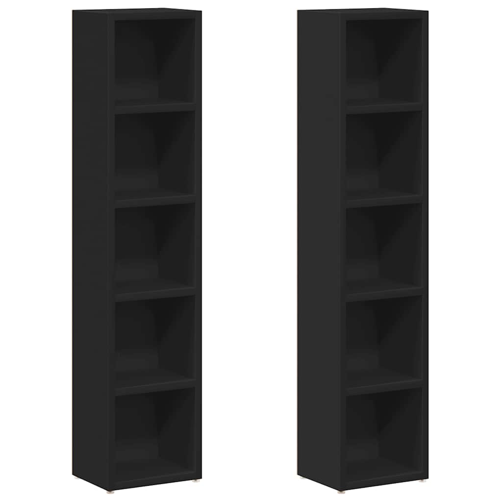 Scaffali Porta CD 2 pz Neri 21x16x93,5 cm Legno Multistrato | homemem39