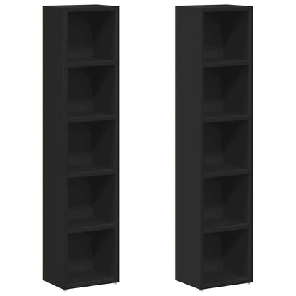 Scaffali Porta CD 2 pz Neri 21x16x93,5 cm Legno Multistrato | homemem39