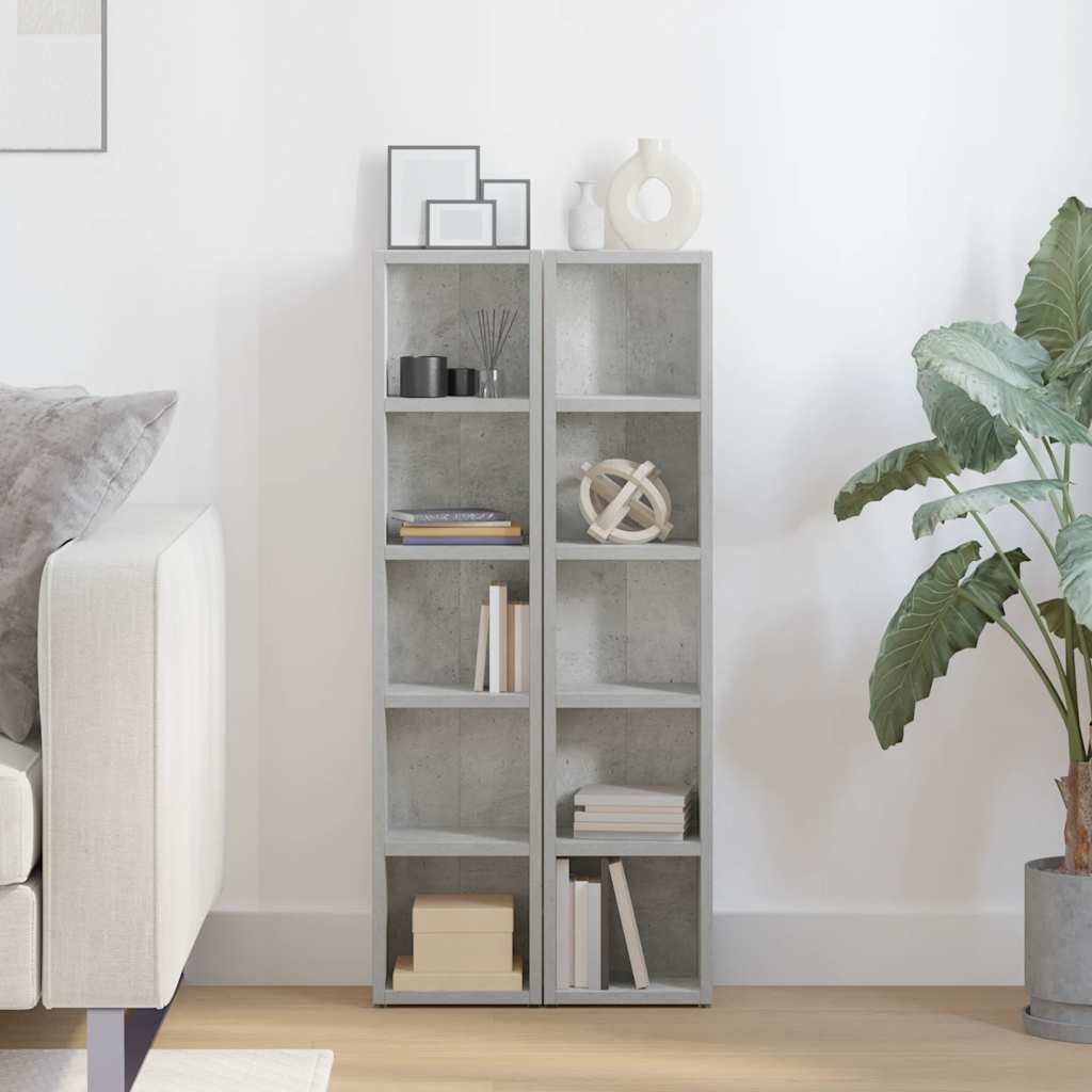 Scaffali CD 2pz Grigio Cemento 21x16x93,5 cm Legno Multistrato | homemem39