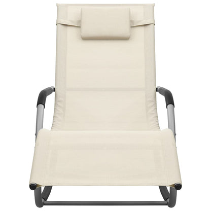 Lettino Prendisole in Textilene Crema e Grigio - homemem39