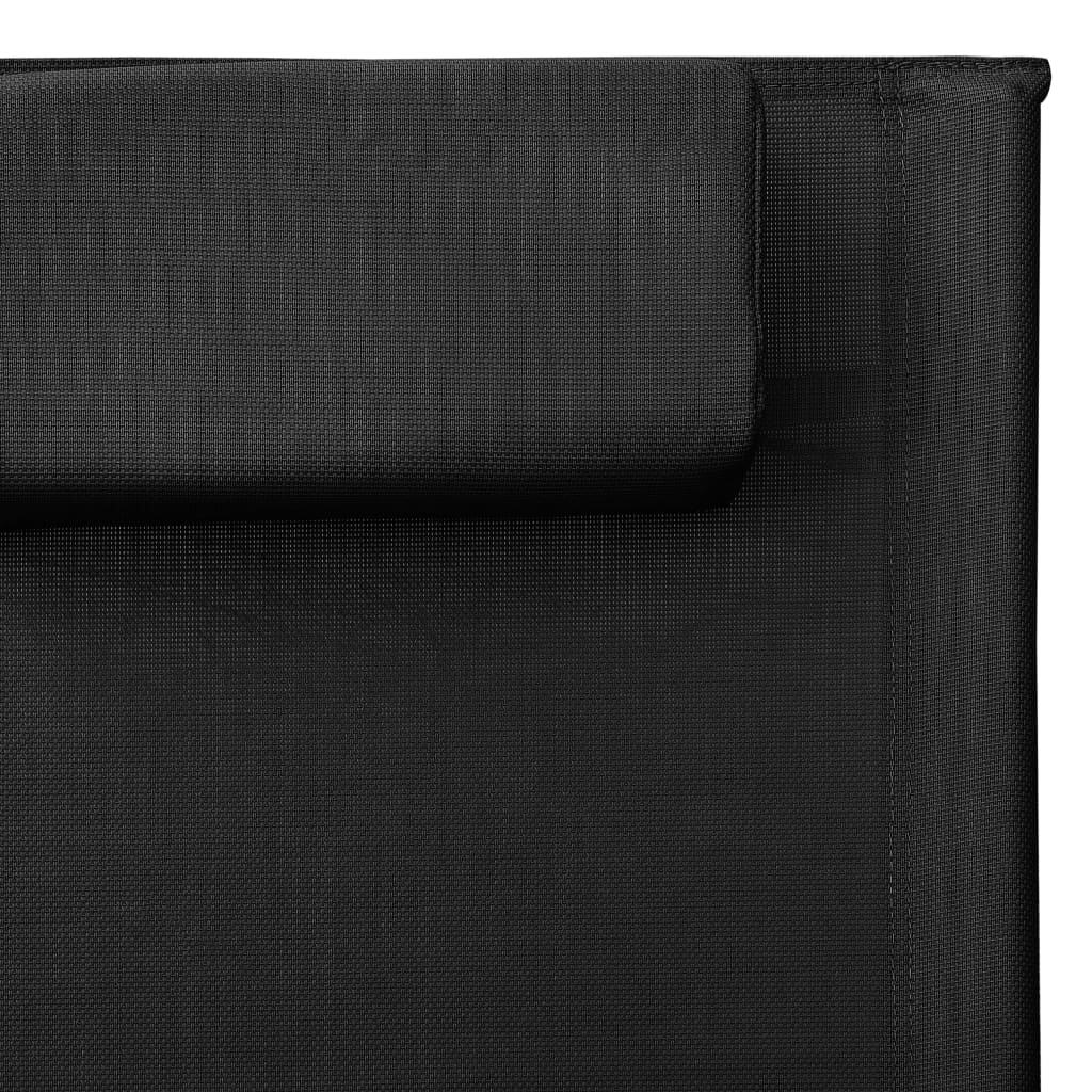 Lettino Prendisole in Textilene Nero e Grigio | homemem39