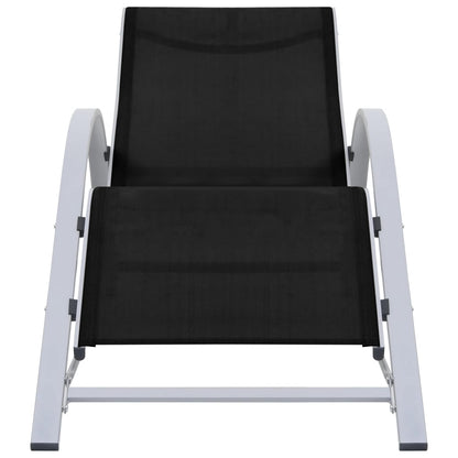 Lettini Prendisole con Tavolino 2 pz in Alluminio Nero - homemem39