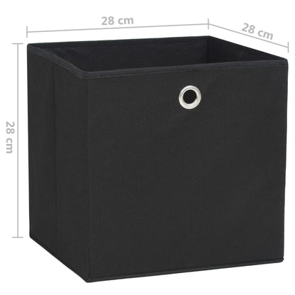Contenitori 4 pz in Tessuto non Tessuto 28x28x28 cm Nero - homemem39