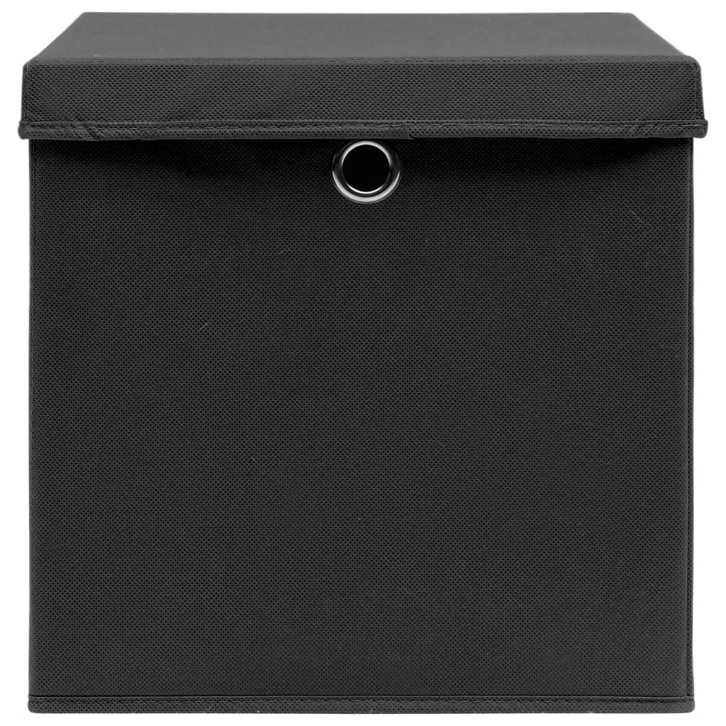 Contenitori con Coperchi 4 pz 28x28x28 cm Nero