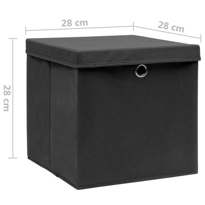 Contenitori con Coperchi 4 pz 28x28x28 cm Nero