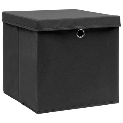 Contenitori con Coperchi 10 pz 28x28x28 cm Nero - homemem39