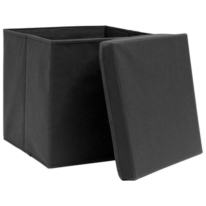 Contenitori con Coperchi 10 pz 28x28x28 cm Nero - homemem39