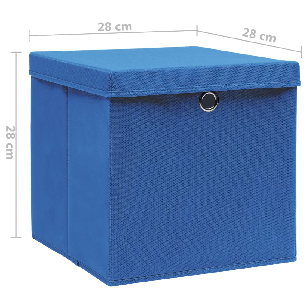 Contenitori con Coperchi 10 pz 28x28x28 cm Blu