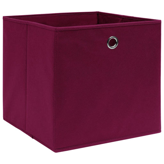 Contenitori 4 pz in Tessuto non Tessuto 28x28x28 cm Rosso Scuro