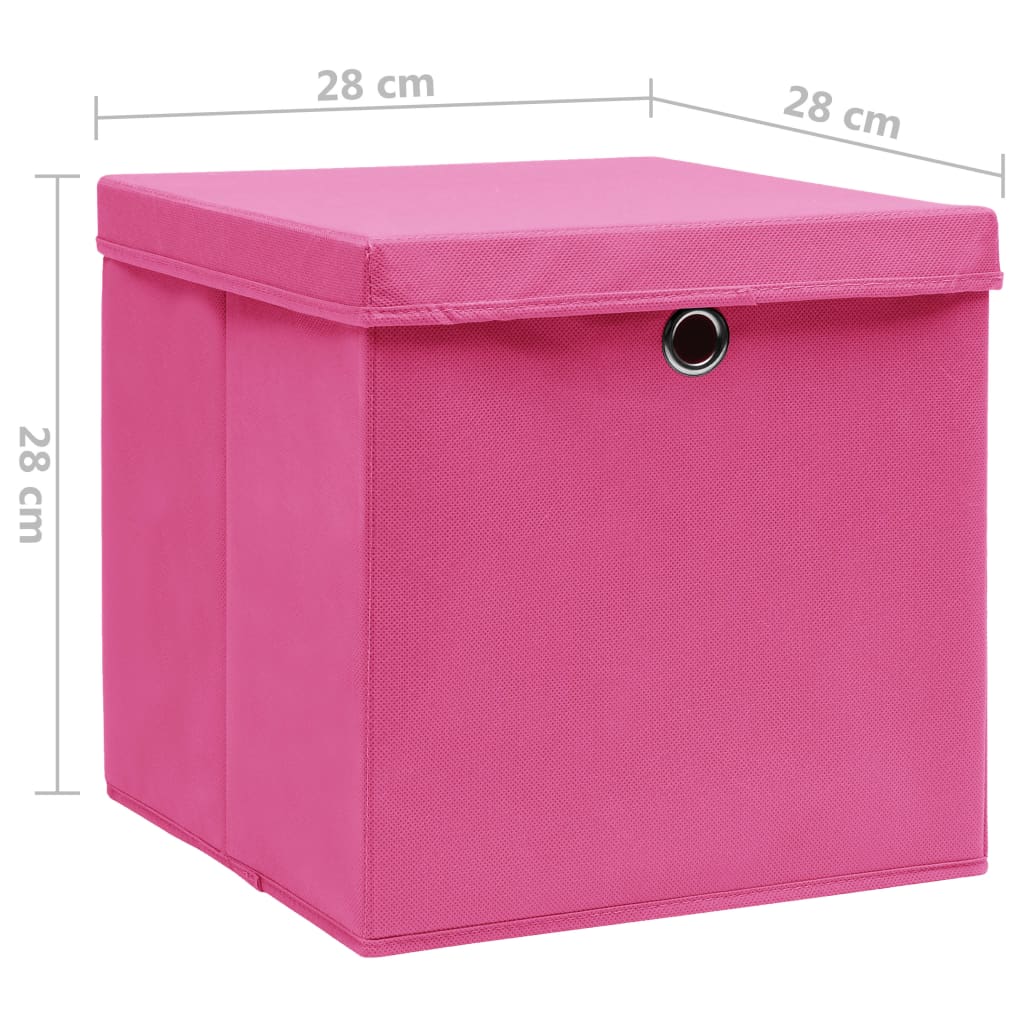 Contenitori con Coperchi 4 pz 28x28x28 cm Rosa