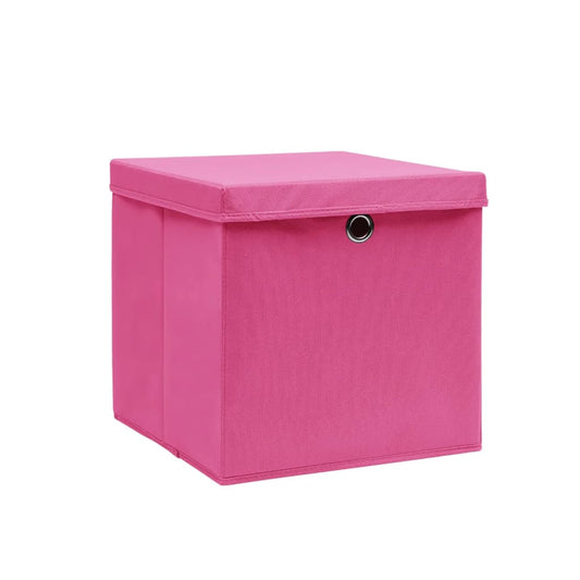Contenitori con Coperchi 10 pz 28x28x28 cm Rosa - homemem39