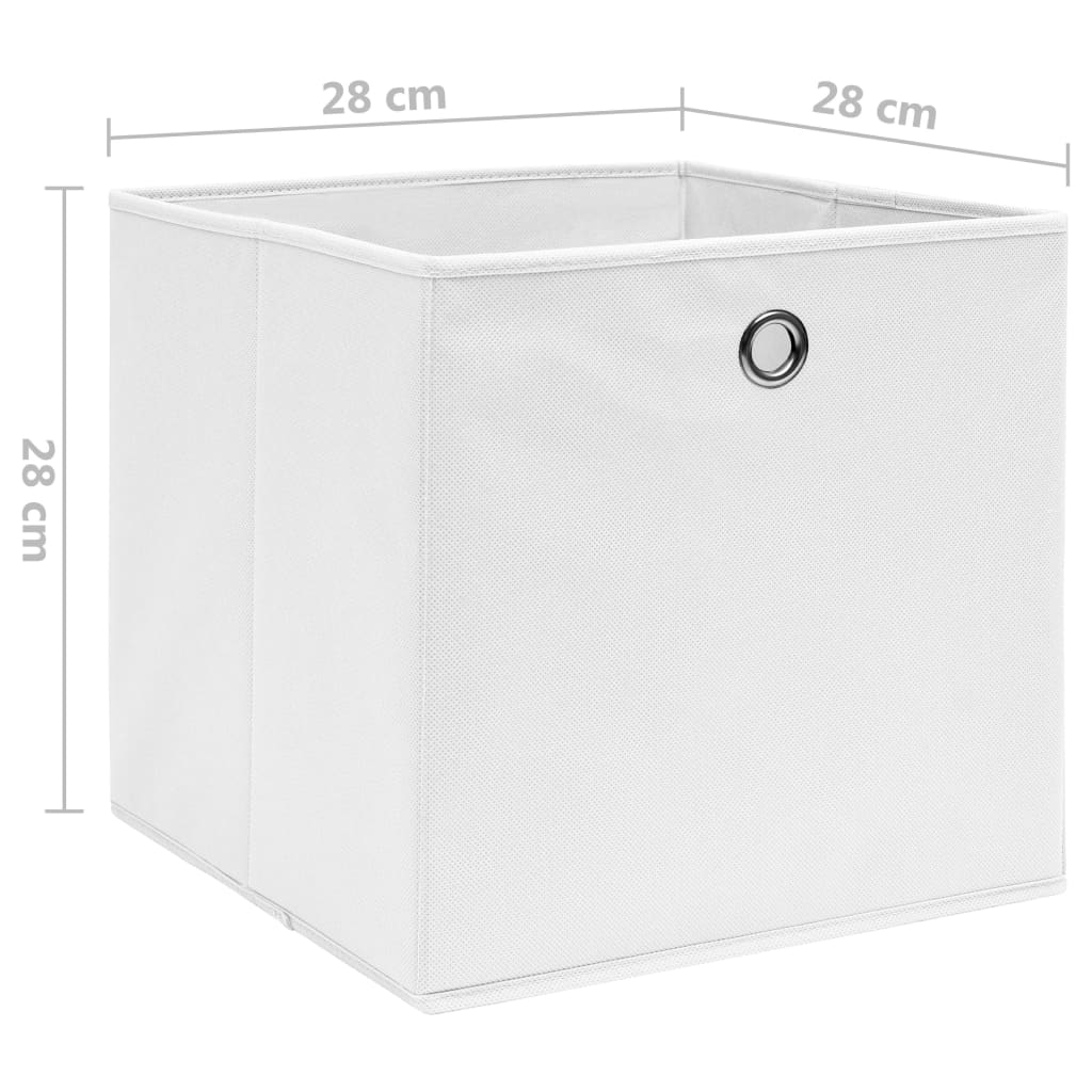 Contenitori 4 pz in Tessuto non Tessuto 28x28x28 cm Bianco - homemem39