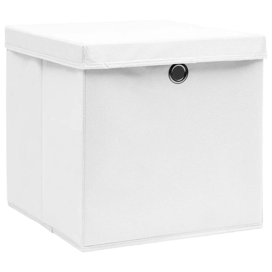 Contenitori con Coperchi 4 pz 28x28x28 cm Bianco - homemem39