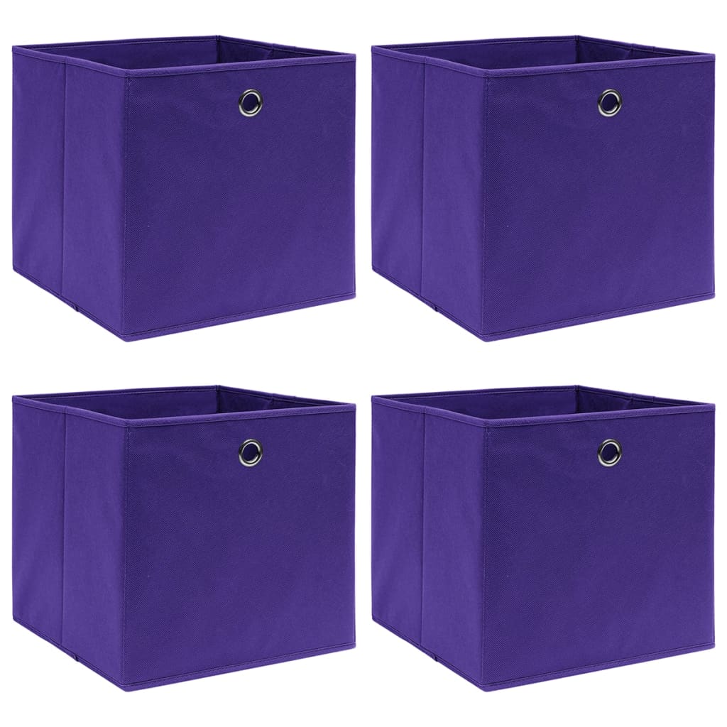 Contenitori 4 pz in Tessuto non Tessuto 28x28x28 cm Viola