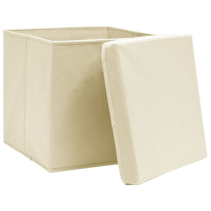 Contenitori con Coperchi 4 pz 28x28x28 cm Crema - homemem39