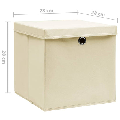 Contenitori con Coperchi 4 pz 28x28x28 cm Crema - homemem39