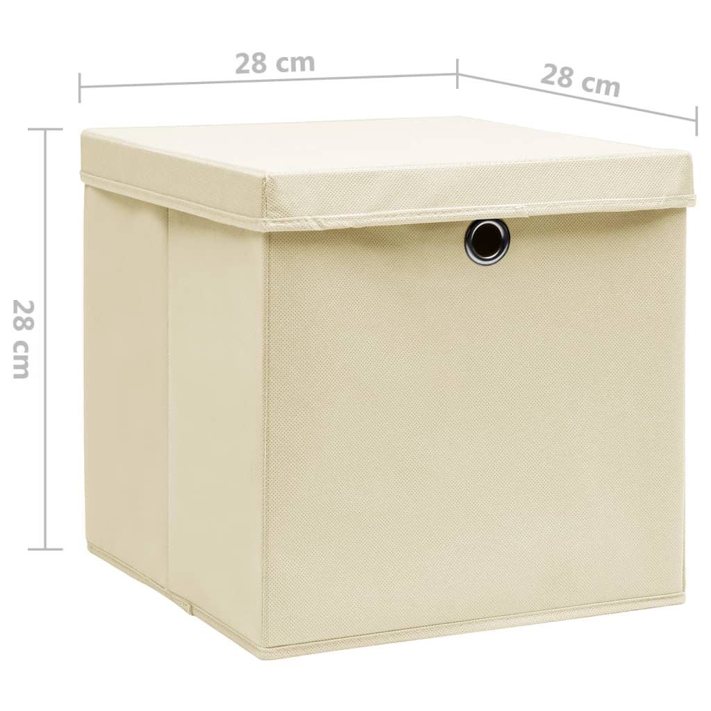 Contenitori con Coperchi 10 pz 28x28x28 cm Crema - homemem39