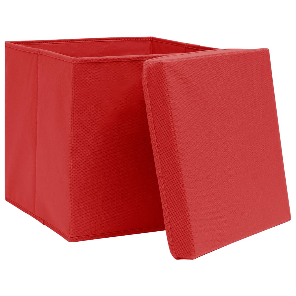 Contenitori con Coperchi 4 pz 28x28x28 cm Rosso - homemem39