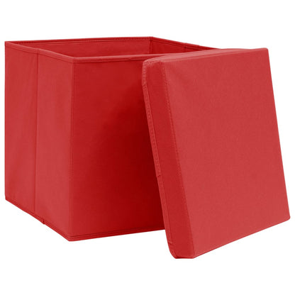 Contenitori con Coperchi 4 pz 28x28x28 cm Rosso - homemem39