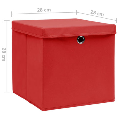 Contenitori con Coperchi 10 pz 28x28x28 cm Rosso