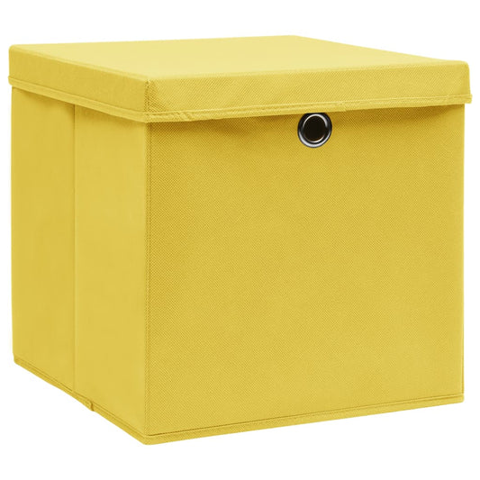 Contenitori con Coperchi 4 pz 28x28x28 cm Giallo