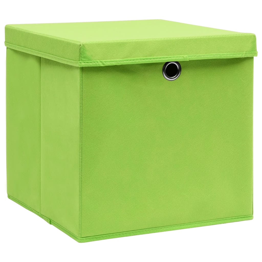Contenitori con Coperchi 10 pz 28x28x28 cm Verde - homemem39