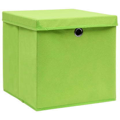 Contenitori con Coperchi 10 pz 28x28x28 cm Verde - homemem39