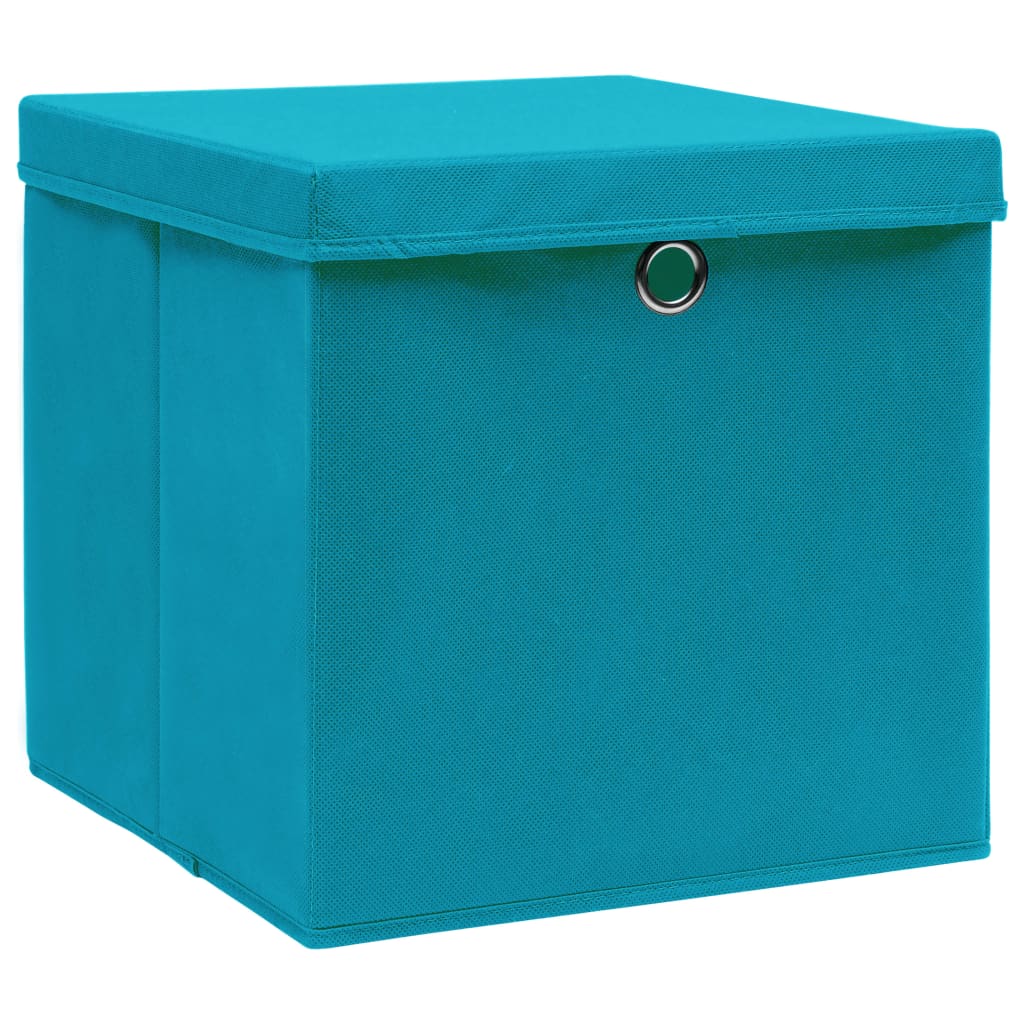 Contenitori con Coperchi 10 pz 28x28x28 cm Azzurro - homemem39