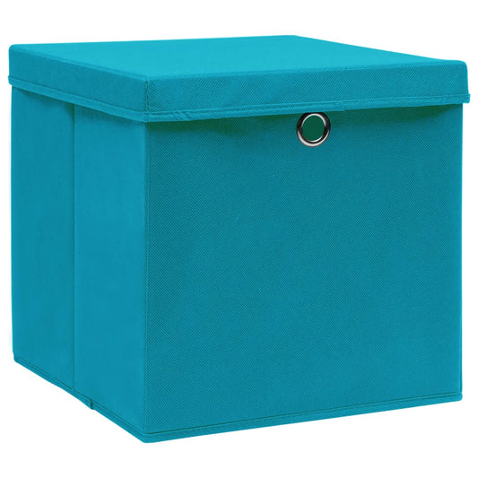 Contenitori con Coperchi 10 pz 28x28x28 cm Azzurro - homemem39