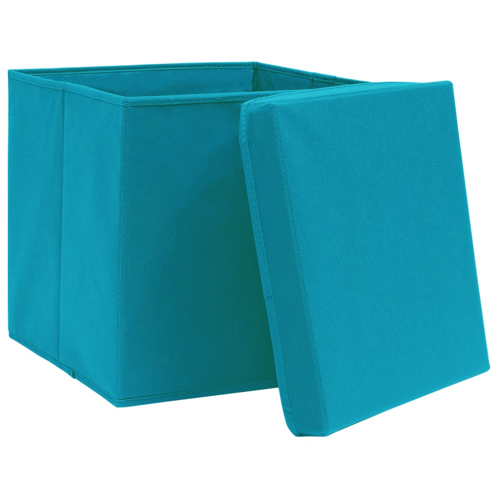 Contenitori con Coperchi 10 pz 28x28x28 cm Azzurro - homemem39