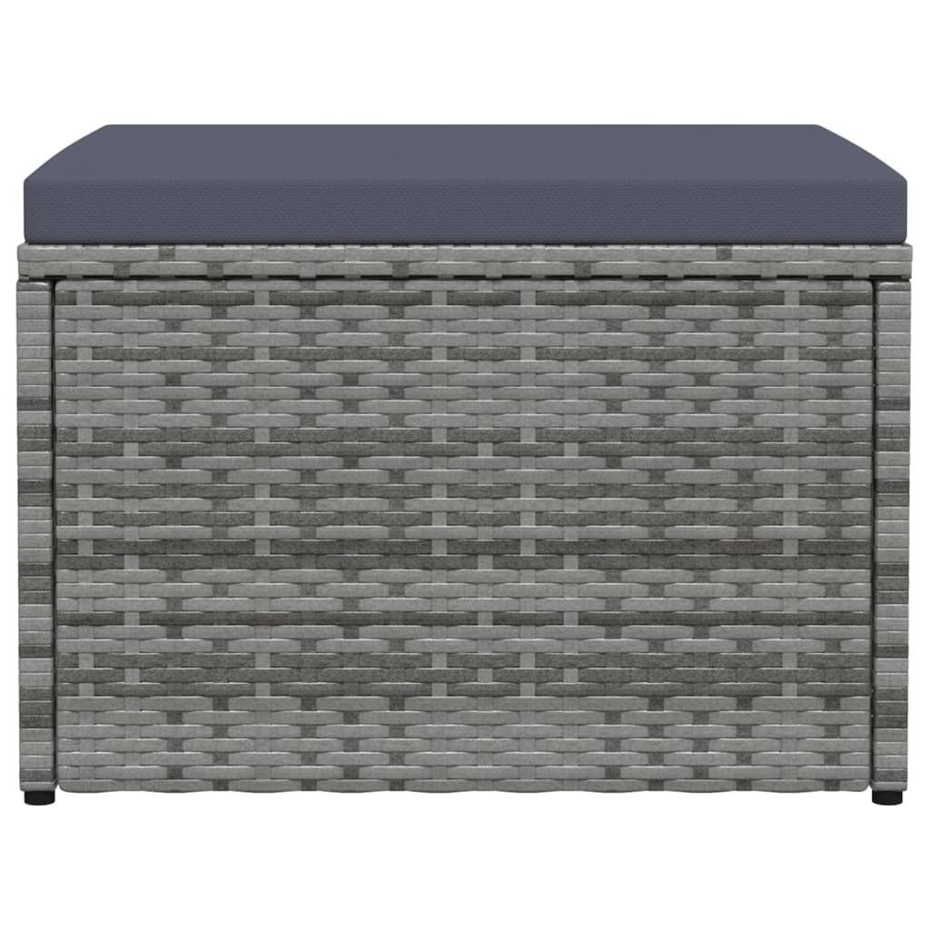 Poggiapiedi da Giardino con Cuscini Grigio in Polyrattan | homemem39