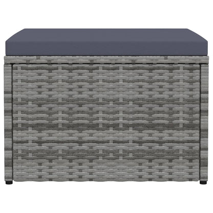 Poggiapiedi da Giardino con Cuscini Grigio in Polyrattan | homemem39