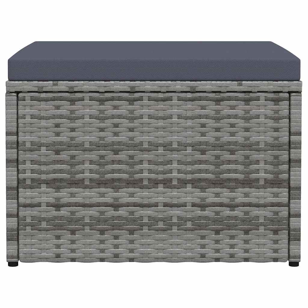 Poggiapiedi da Giardino con Cuscini Grigio in Polyrattan